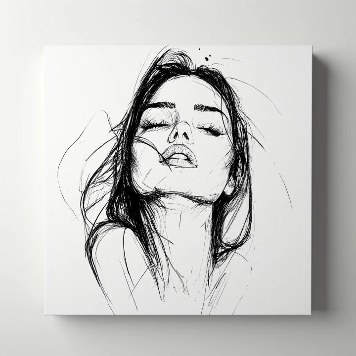 Obraz na płótnie canvas Zamyślona kobieta line-art