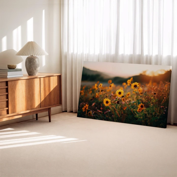 Obraz na płótnie canvas Żółte kwiaty polne realistyczny