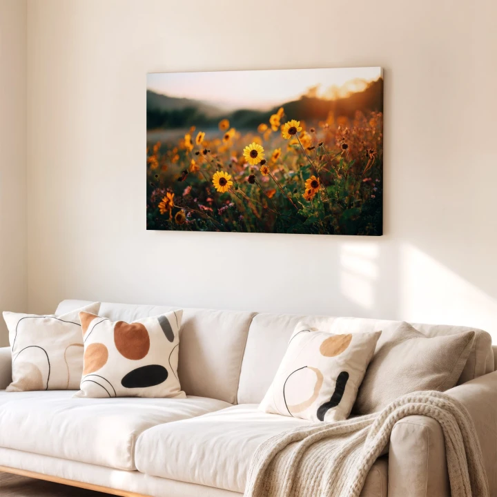 Obraz na płótnie canvas Żółte kwiaty polne realistyczny