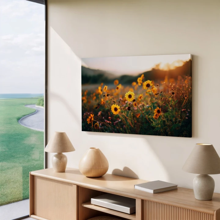 Obraz na płótnie canvas Żółte kwiaty polne realistyczny