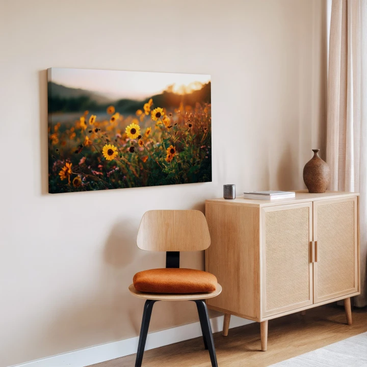 Obraz na płótnie canvas Żółte kwiaty polne realistyczny