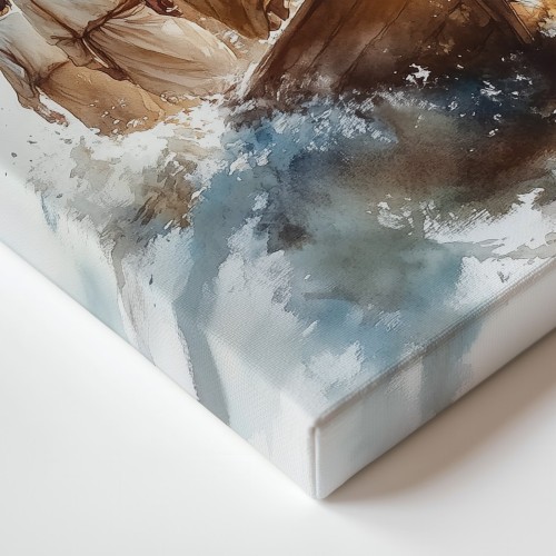 Obraz na płótnie canvas Łódź z żaglem akwarela
