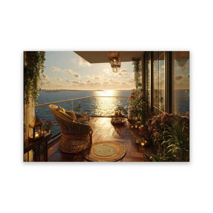 Obraz na płótnie canvas Balkon nad morzem boho