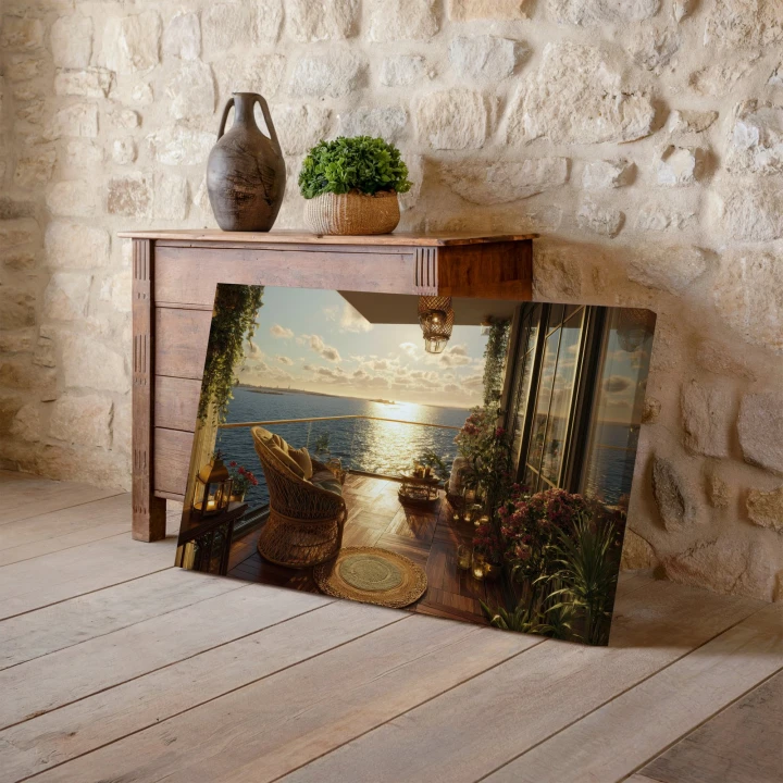 Obraz na płótnie canvas Balkon nad morzem boho