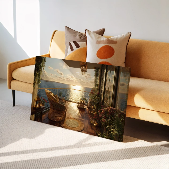 Obraz na płótnie canvas Balkon nad morzem boho