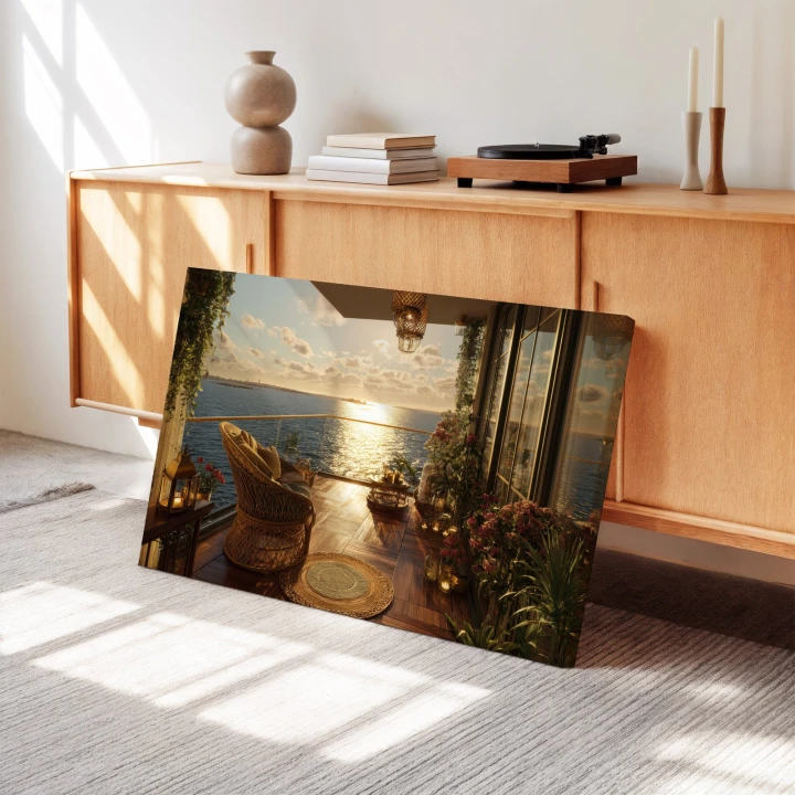Obraz na płótnie canvas Balkon nad morzem boho