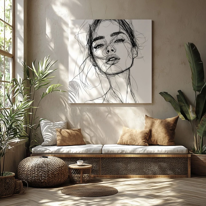 Obraz na płótnie canvas Twarz kobiety line-art