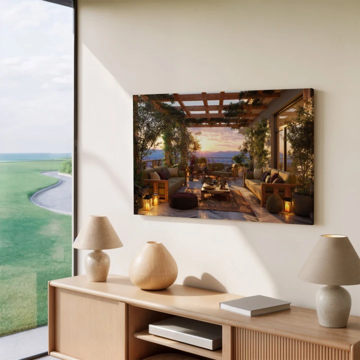 Obraz na płótnie canvas Taras z pergolą nowoczesny