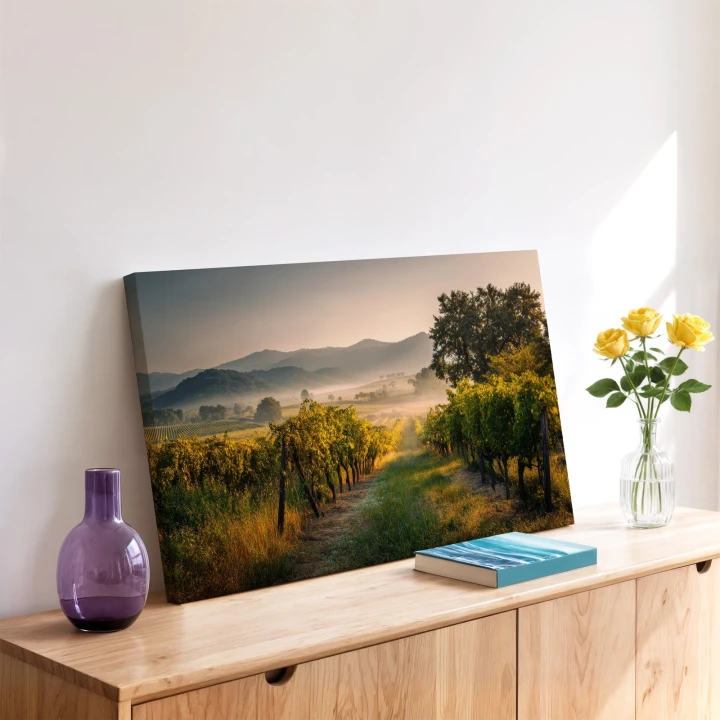Obraz na płótnie canvas Winnica o poranku realistyczny