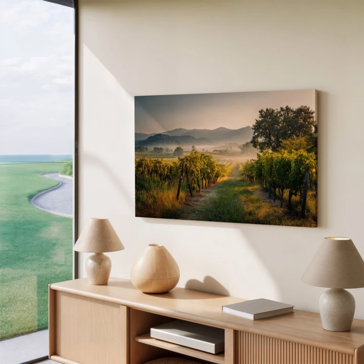 Obraz na płótnie canvas Winnica o poranku realistyczny