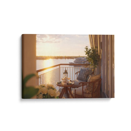 Obraz na płótnie canvas Balkon przy zachodzie realistyczny