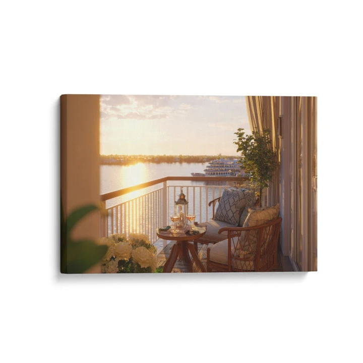 Obraz na płótnie canvas Balkon przy zachodzie realistyczny