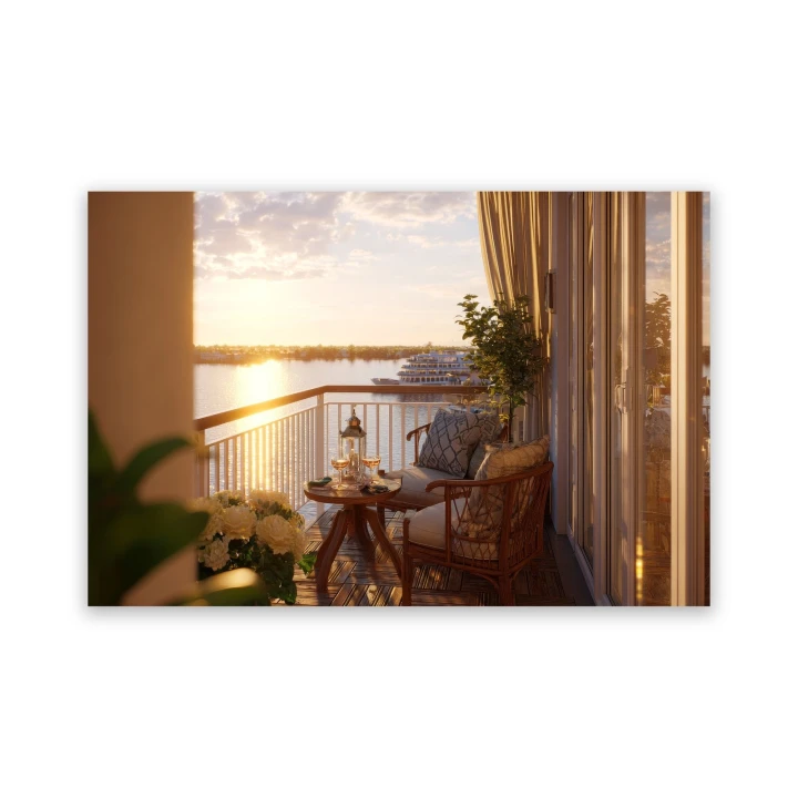 Obraz na płótnie canvas Balkon przy zachodzie realistyczny