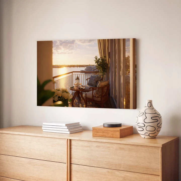 Obraz na płótnie canvas Balkon przy zachodzie realistyczny