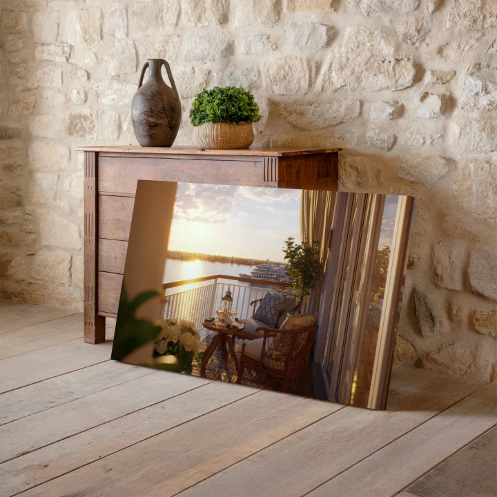 Obraz na płótnie canvas Balkon przy zachodzie realistyczny