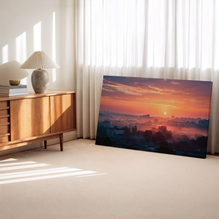 Obraz na płótnie canvas Mglisty wschód słońca realistyczny
