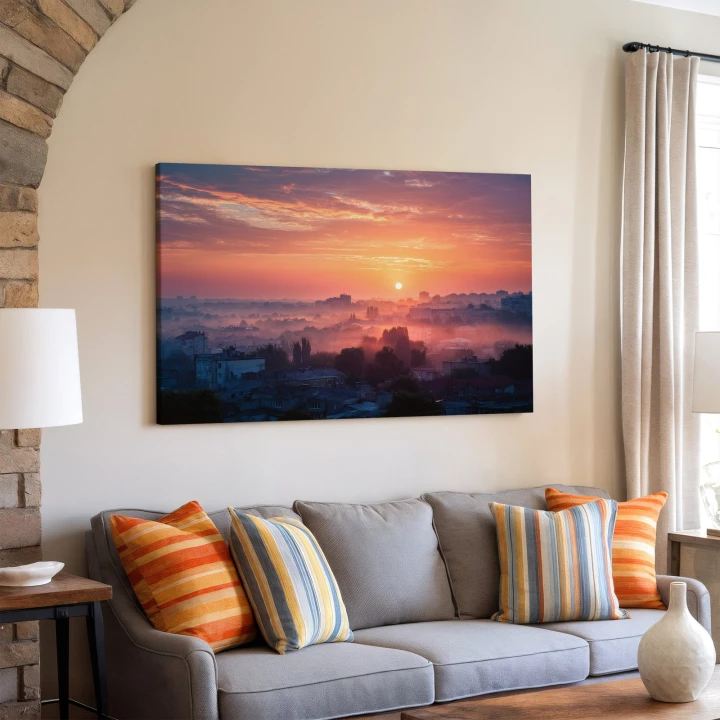 Obraz na płótnie canvas Mglisty wschód słońca realistyczny