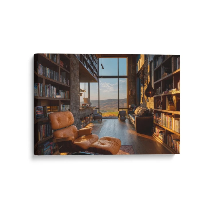 Obraz na płótnie canvas Biblioteka z fotelem nowoczesny