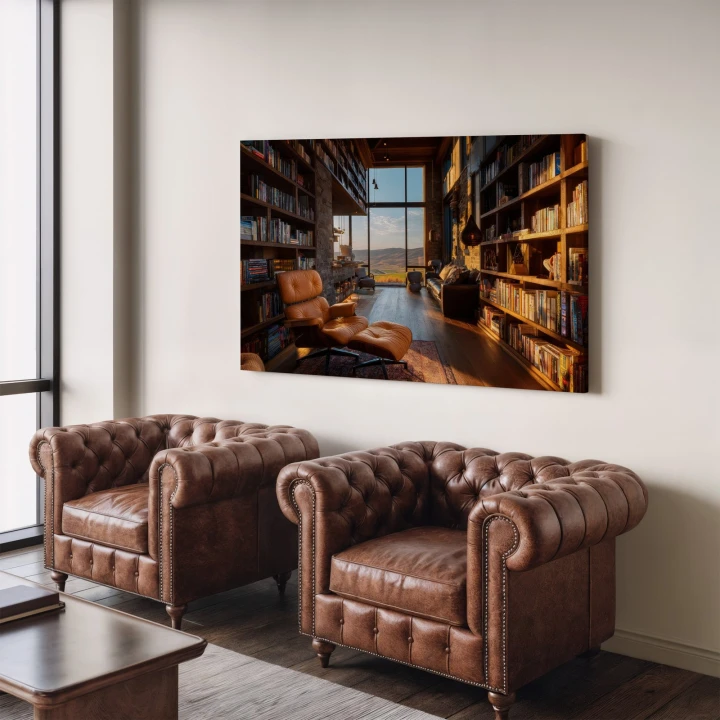 Obraz na płótnie canvas Biblioteka z fotelem nowoczesny