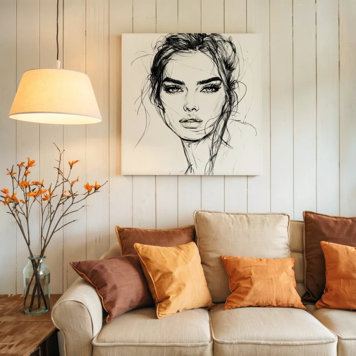 Obraz na płótnie canvas Kobieca twarz line-art
