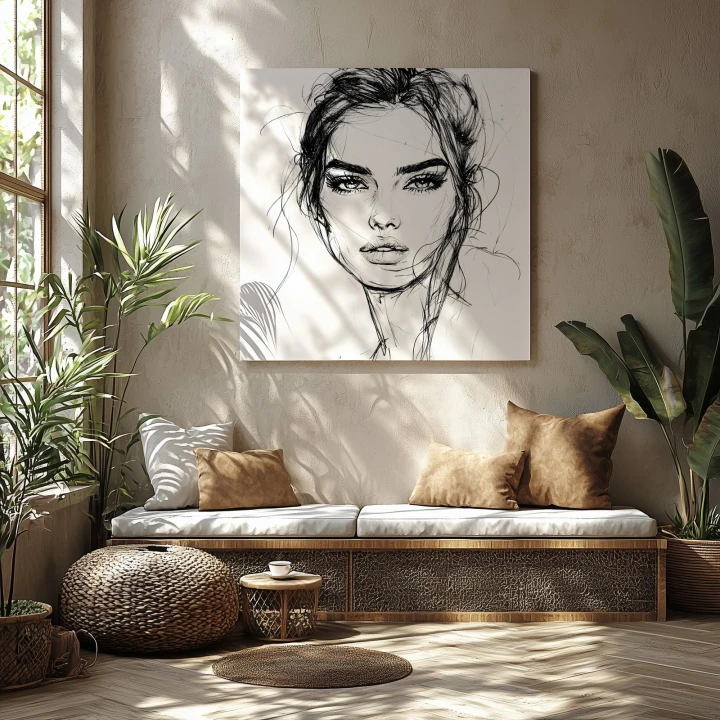 Obraz na płótnie canvas Kobieca twarz line-art