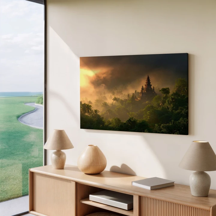 Obraz na płótnie canvas Świątynia w dżungli realistyczny